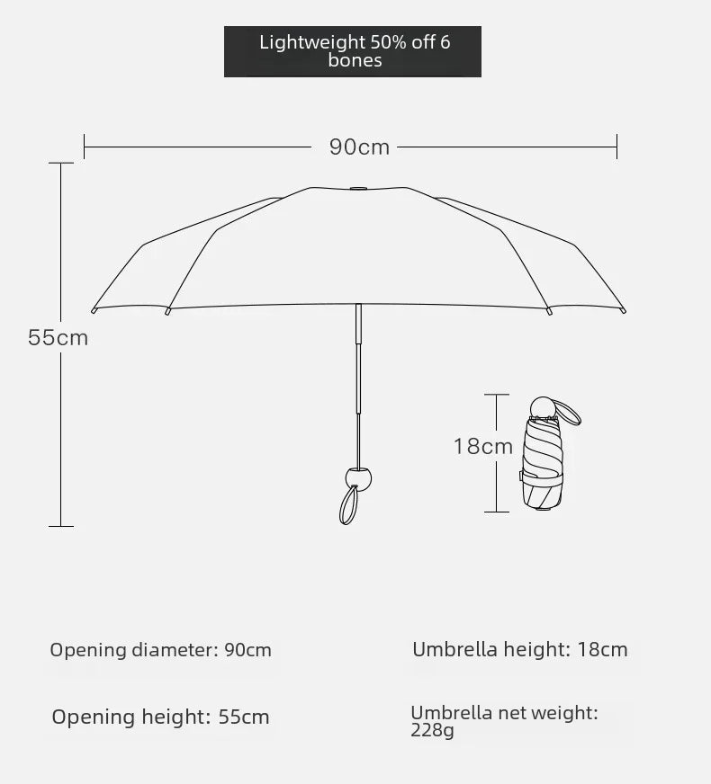 Mini Ultraleichter Tragbarer Sonnenschirm – UV-Schutz & Regenschirm für Damen