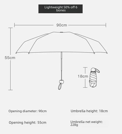 Mini Ultraleichter Tragbarer Sonnenschirm – UV-Schutz & Regenschirm für Damen